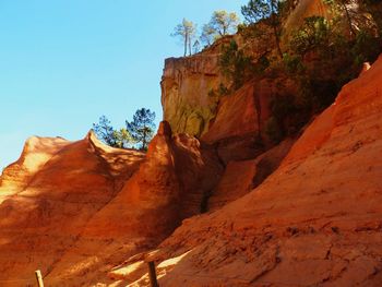 Beautiful red rocks in the natural park of roussillon in provency, france