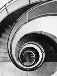 High angle view of spiral staircase in building