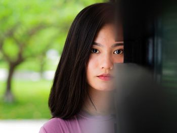 Close-up portrait of a beautiful young woman