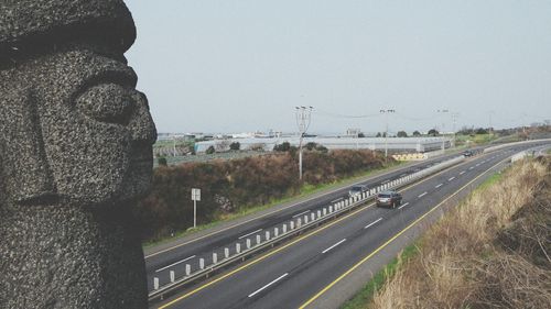 Railroad tracks on road