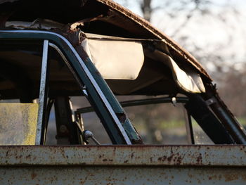 Close-up of old rusty car