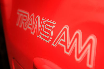 Close-up of red text