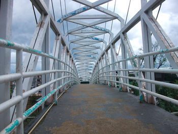 Empty footbridge in city