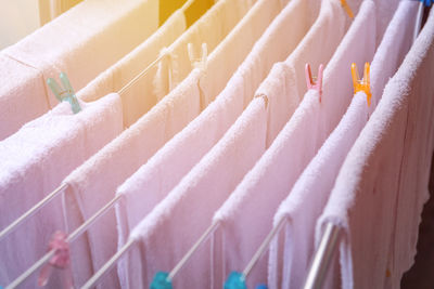 Close-up of clothes drying outdoors