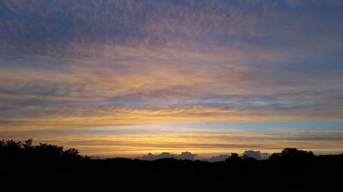 Silhouette trees against sky during sunset