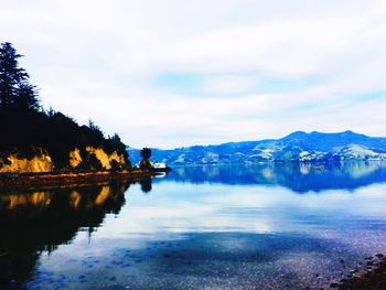 Reflection of clouds in lake