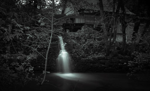 Scenic view of waterfall against trees