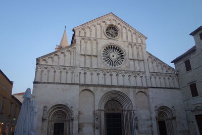 Low angle view of facade of old church