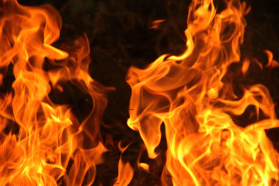 Close-up of bonfire at night