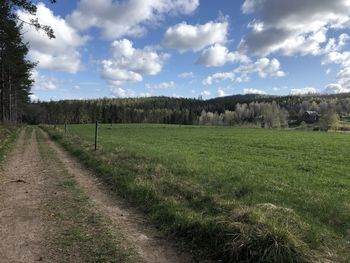 Scenic view of land against sky