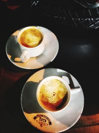 High angle view of breakfast on table