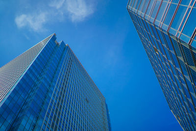 Low angle view of skyscraper against sky