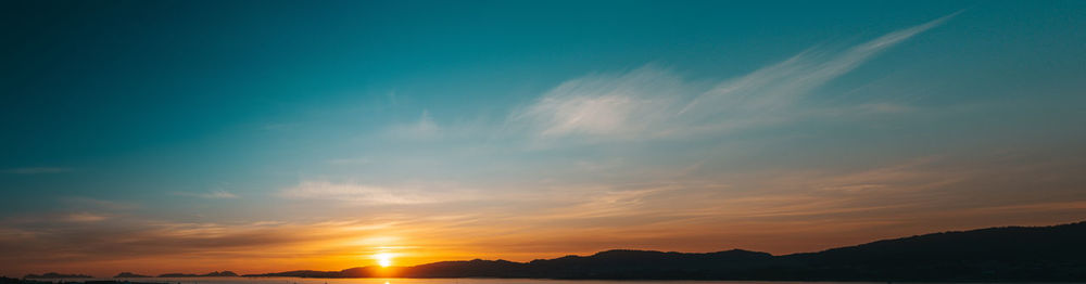 Low angle view of silhouette mountains against sky during sunset