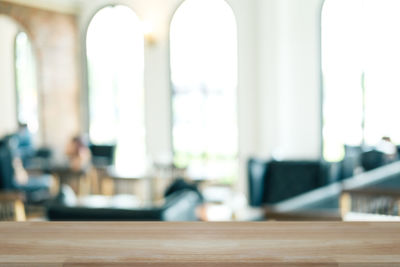 Close-up of empty seats on table in restaurant