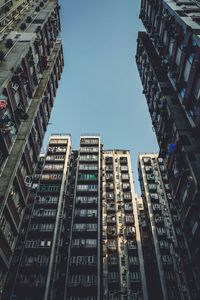 Low angle view of buildings against clear sky