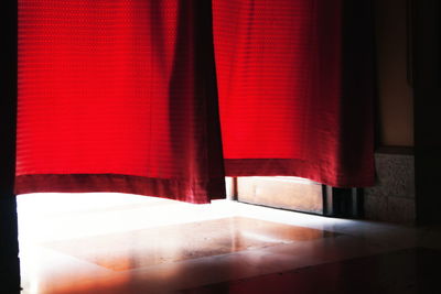 Close-up view of red curtain