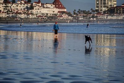 View of people in water