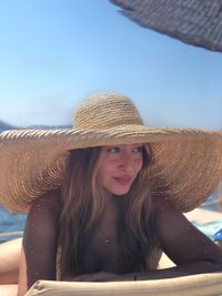 Portrait of smiling girl wearing hat