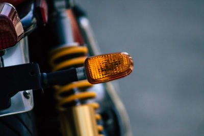 Close-up of motorcycle light