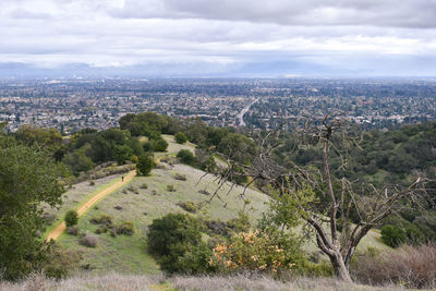 High angle view of cityscape against sky