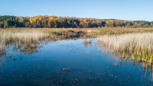 Scenic view of lake against sky