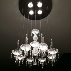 Close-up of illuminated chandelier