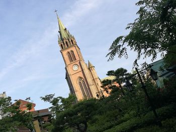 Low angle view of bell tower