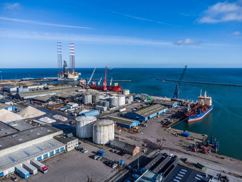 Aerial photo of grenaa harbour, denmark