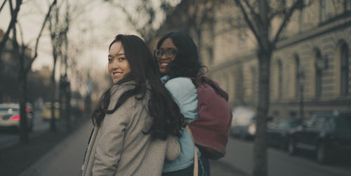 Portrait in the street of a two friends