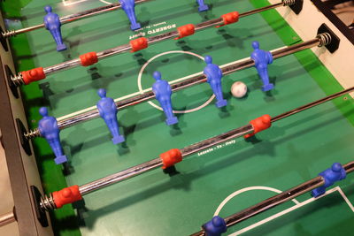 High angle view of people relaxing on table