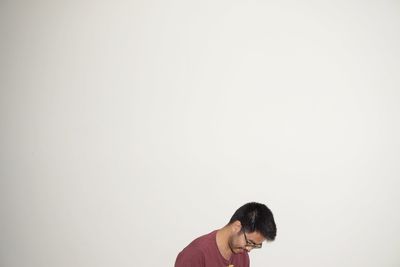 Man against white background