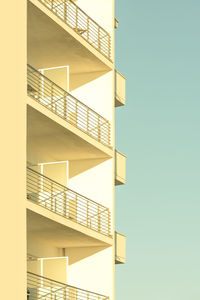 Low angle view of modern building against clear sky