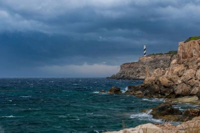 Lighthouse of portinax under a summer storm