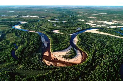 High angle view of landscape against sky