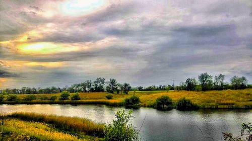 Scenic view of lake against sky