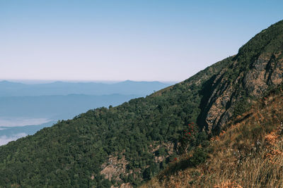 Scenic view of mountains against clear sky