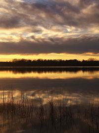 Scenic view of lake during sunset