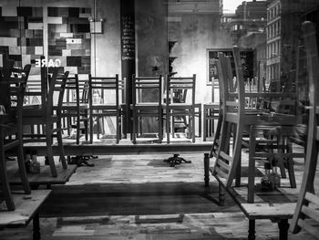 Empty benches in the dark