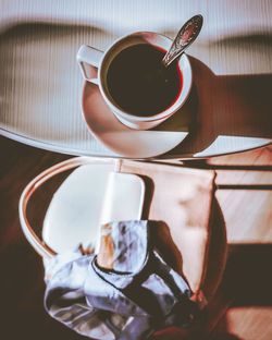 Coffee cup on table