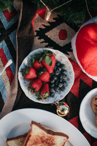 High angle view of food on table