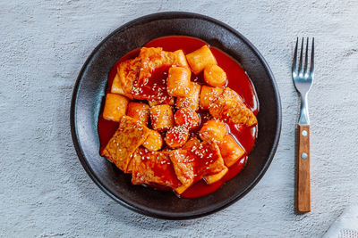 High angle view of breakfast in bowl