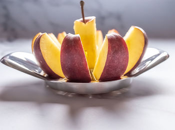 Close-up of fruit in plate