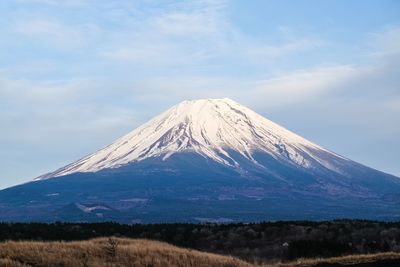 Scenic view of snowcapped mountain against sky