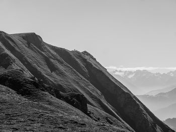 Scenic view of mountains against clear sky