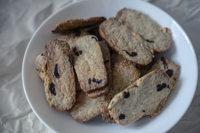 Close-up of cookies in plate