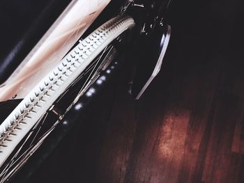 High angle view of piano keys on table