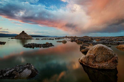 Scenic view of sea against sky during sunset