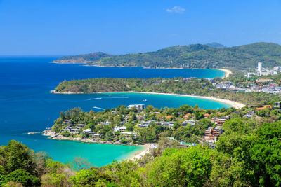 Andaman sea and three bays at karon viewpoint, phuket, thailand