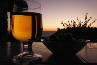 Close-up of beer in bowl on table