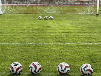 Soccer on grassy field